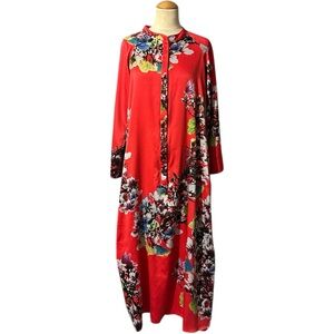 Natori Kaftan Maxi Dress Red Floral